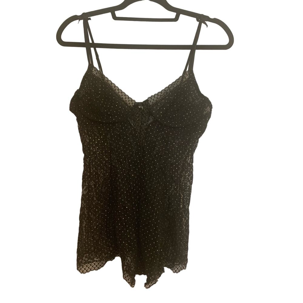 Cinema Etoile Seductive Wear Boudoir Nighty Black Gold Underwire Romper Medium